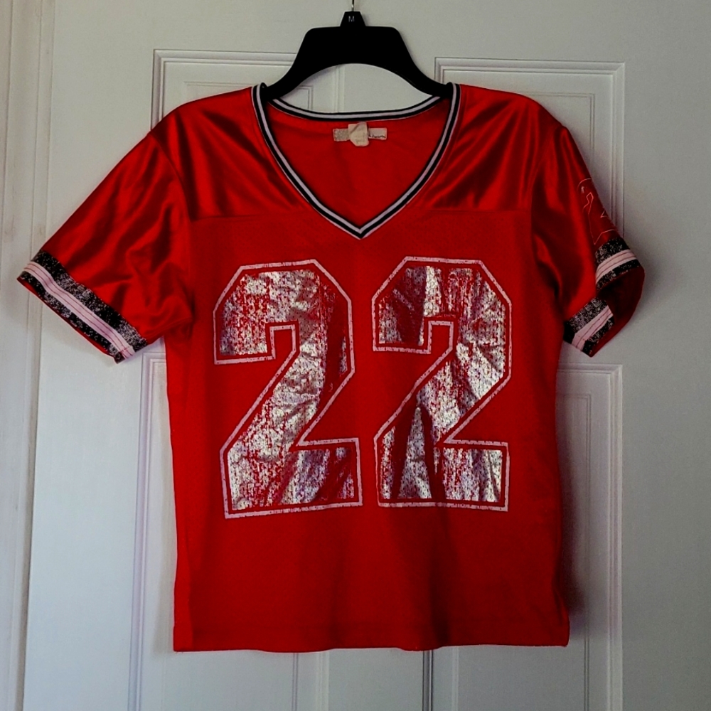 ☀️2 for 10! Faux Sports Jersey, Red, Size Medium, #22